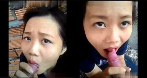 Bạn gái mút cò ở vườn sau nhà