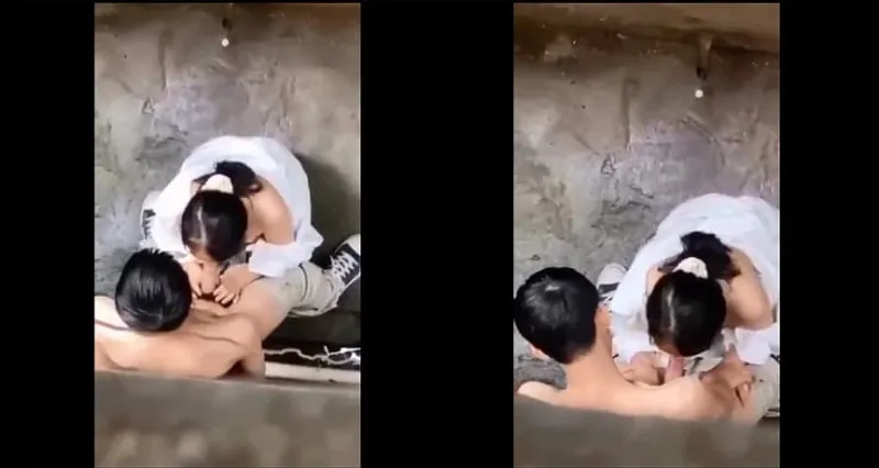 Quay lén em nữ học sinh bj cho ghệ trong hẻm